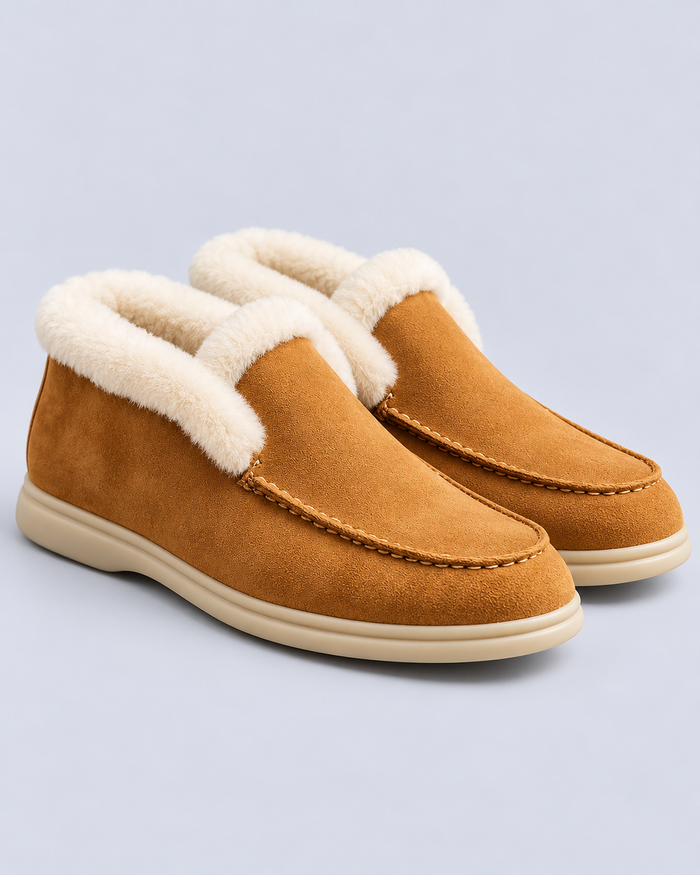 Shearling Lined Suede Moc Toe Loafers