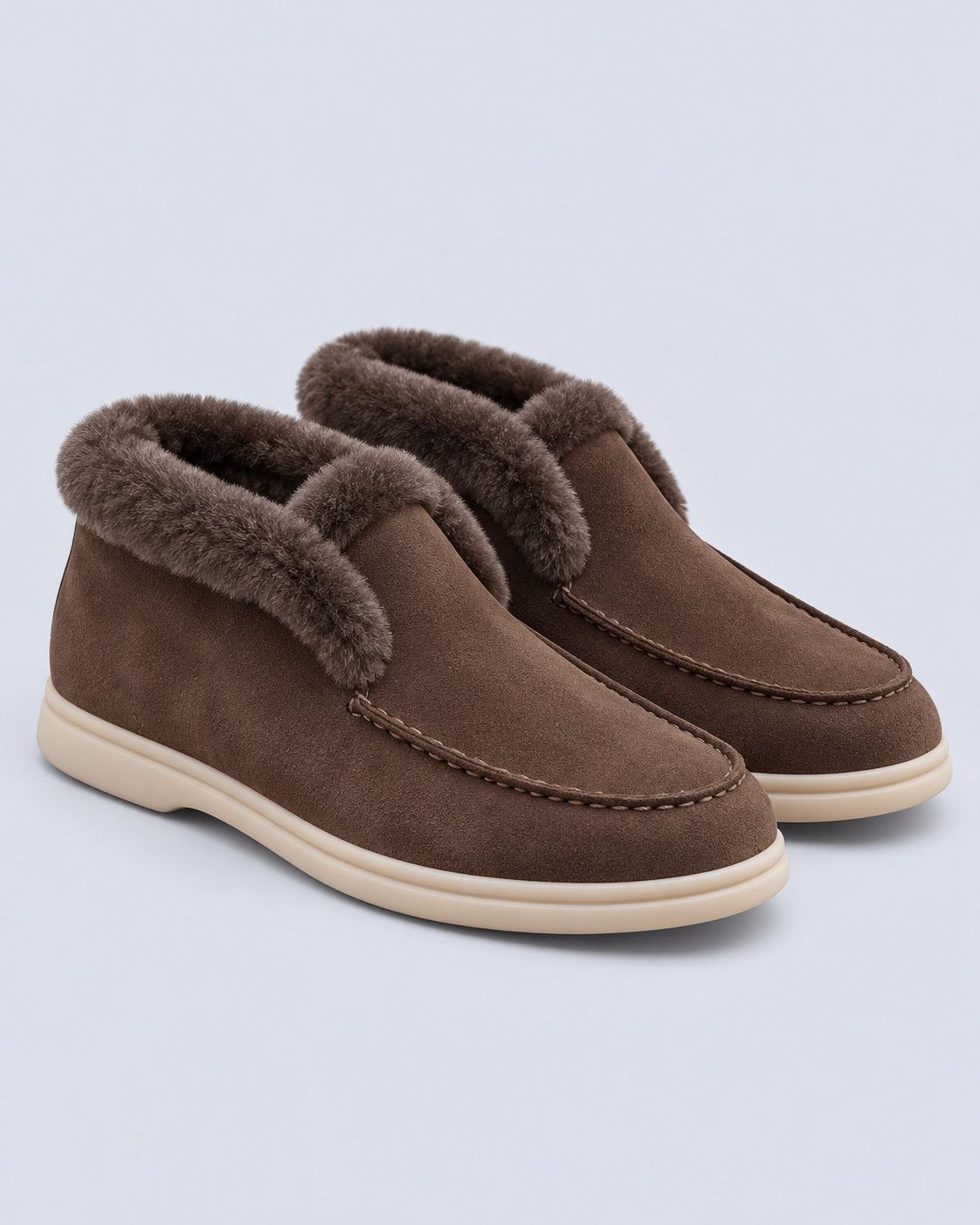Shearling Lined Suede Moc Toe Loafers