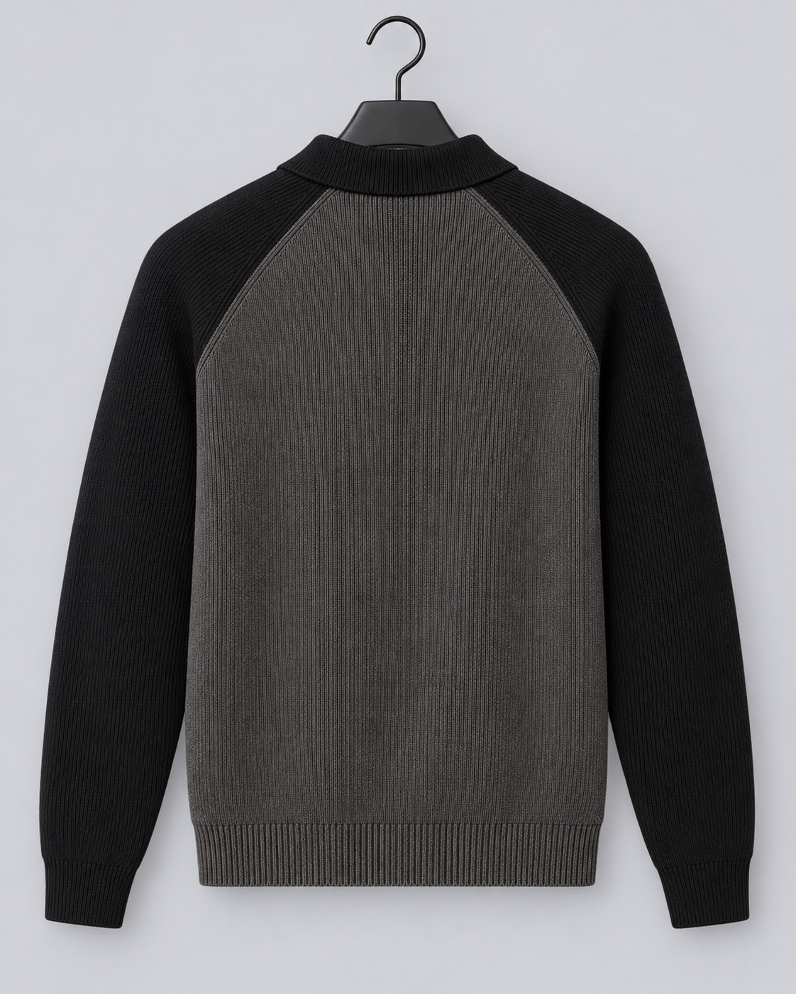 Men's Knitted Quarter-Zip Sweater with Collar and Raglan Sleeves