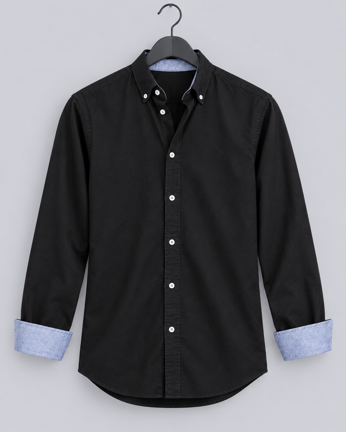 Men's 100% Cotton Slim Fit Button-Down Shirt | Long Sleeve with Contrast Cuffs