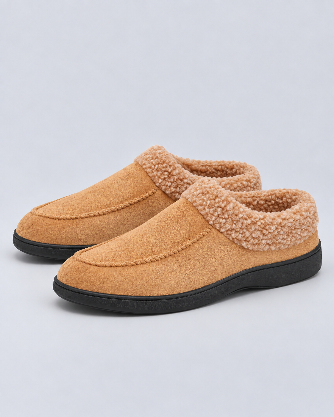 Men's Suede Fur-Lined Slippers | Moccasin House Shoes