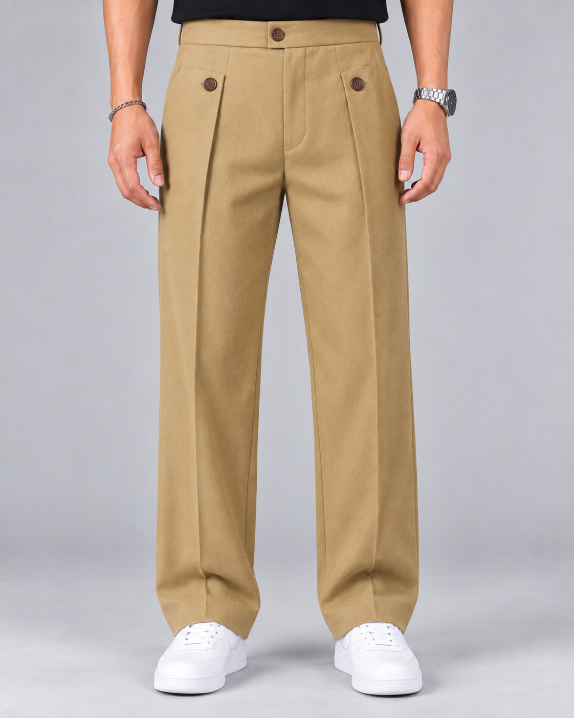 Men's Stretch Straight-Leg Trousers | Wrinkle-Resistant Smart Trousers