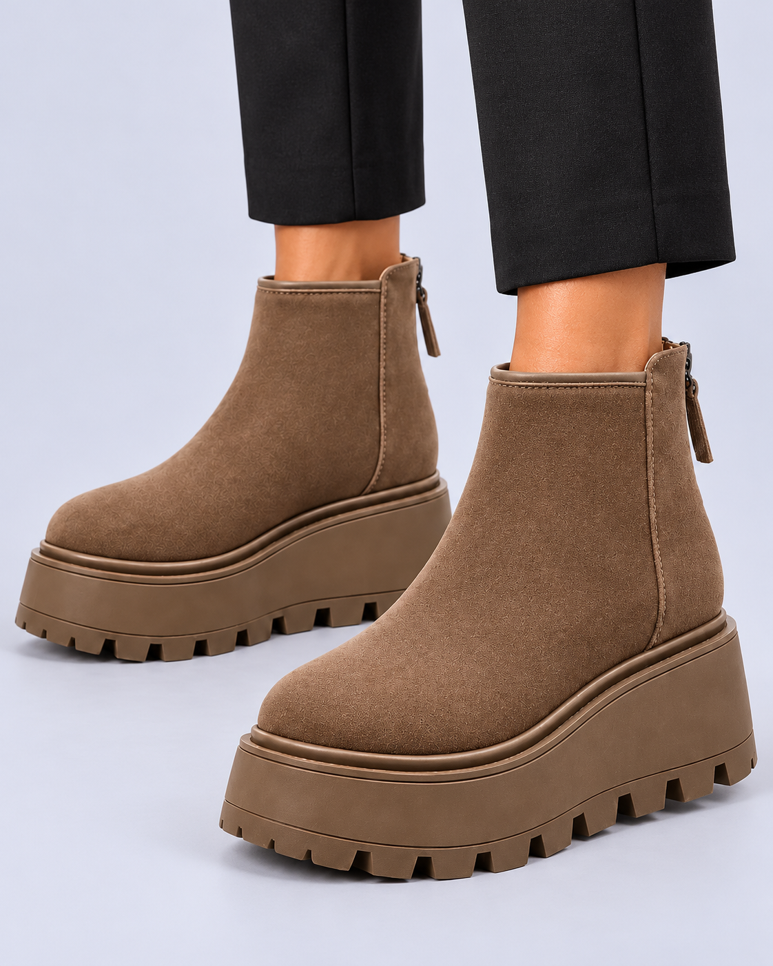 Women's Chunky Suede Platform Ankle Boots
