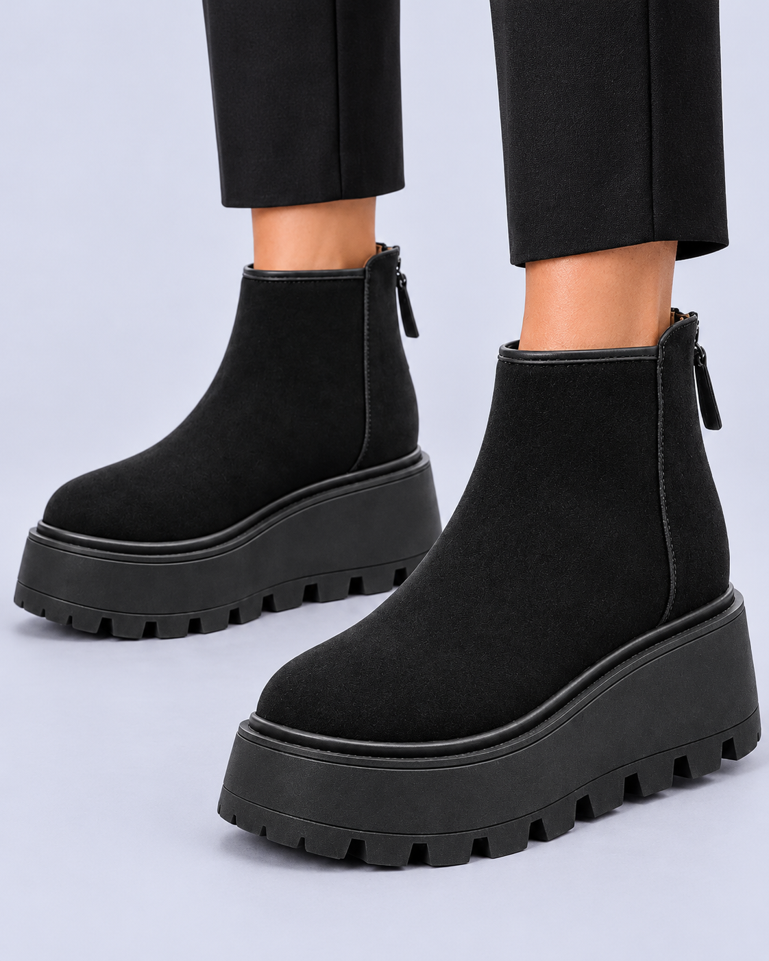 Women's Chunky Suede Platform Ankle Boots