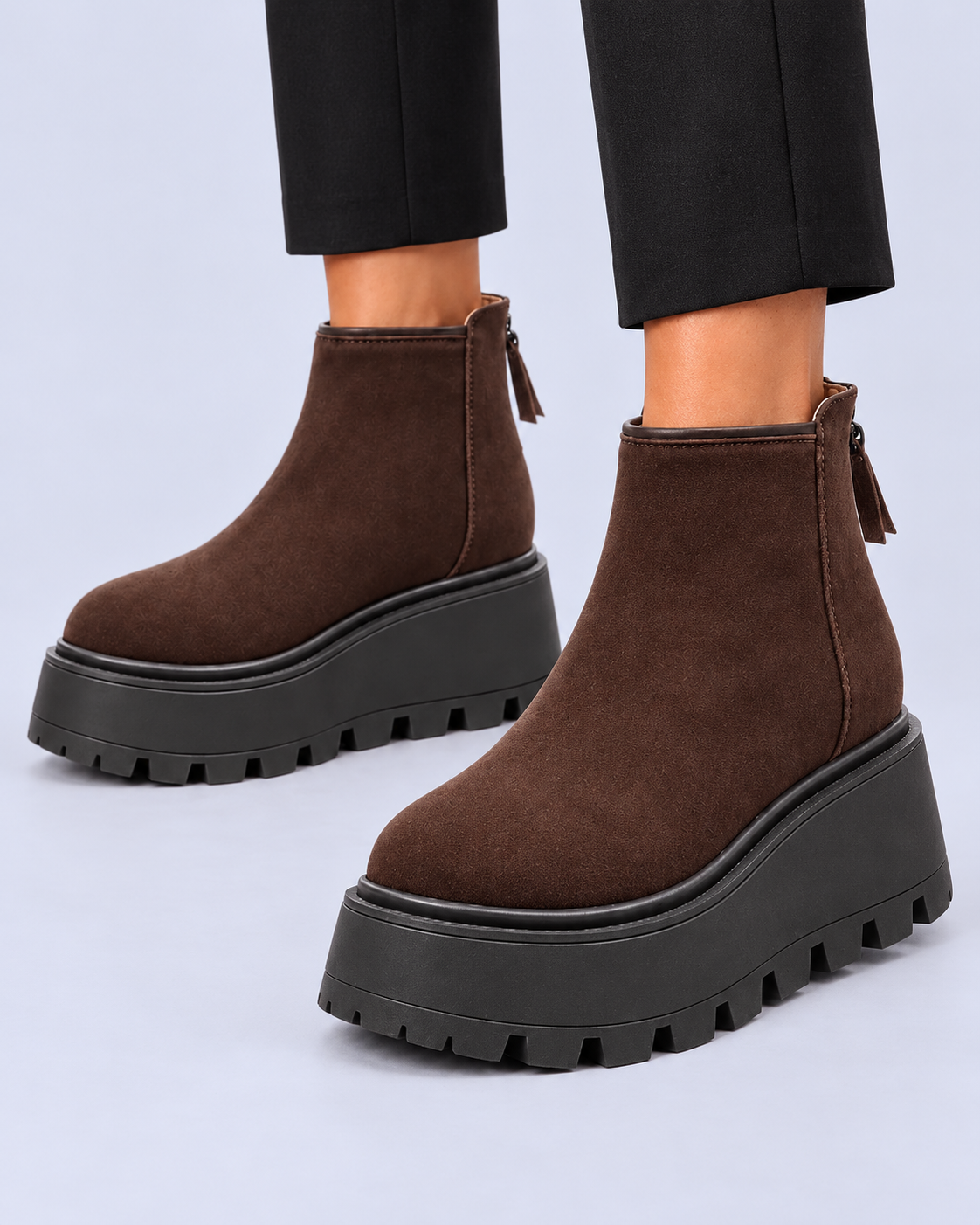 Women's Chunky Suede Platform Ankle Boots