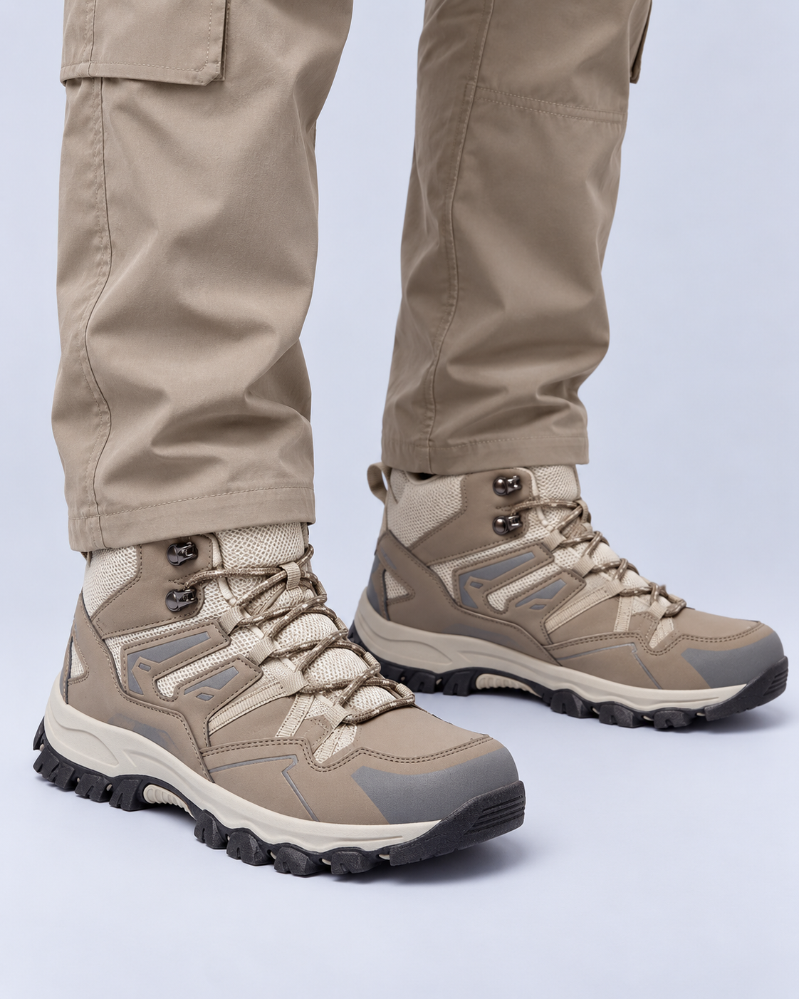 Men's Waterproof Hiking Boots – Non-Slip Lugged Sole, Mid-Cut Lace-Up Walking Boots
