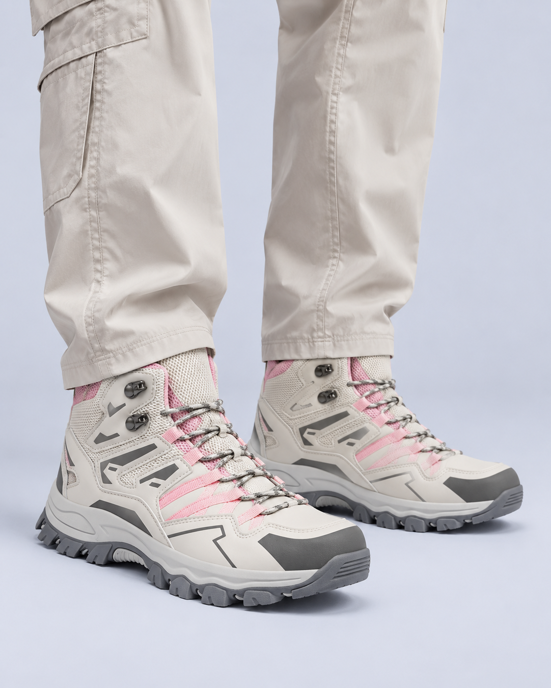 Men's Waterproof Hiking Boots – Non-Slip Lugged Sole, Mid-Cut Lace-Up Walking Boots