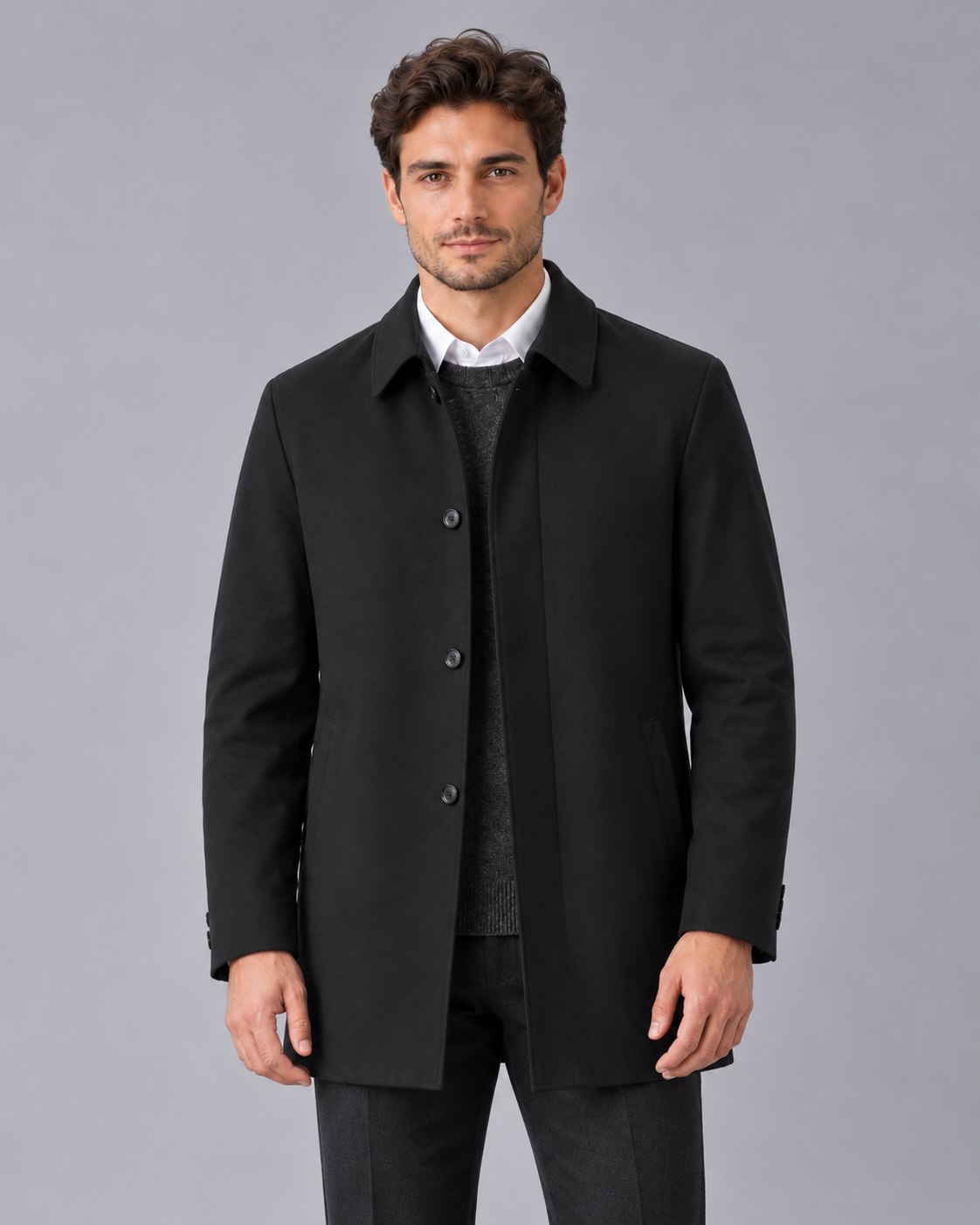 Men's Smart Tailored Jacket – Single-Breasted, Point Collar, Welt Pockets, Regular Fit