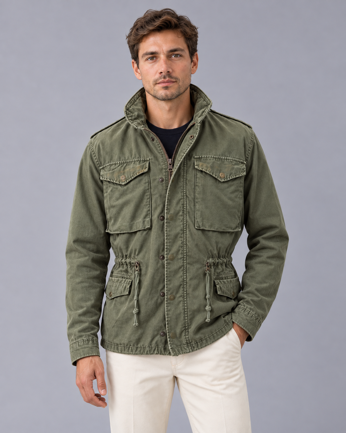 Men's Waterproof Polyester Rain Jacket | Durable Hooded Outdoor Storm Coat