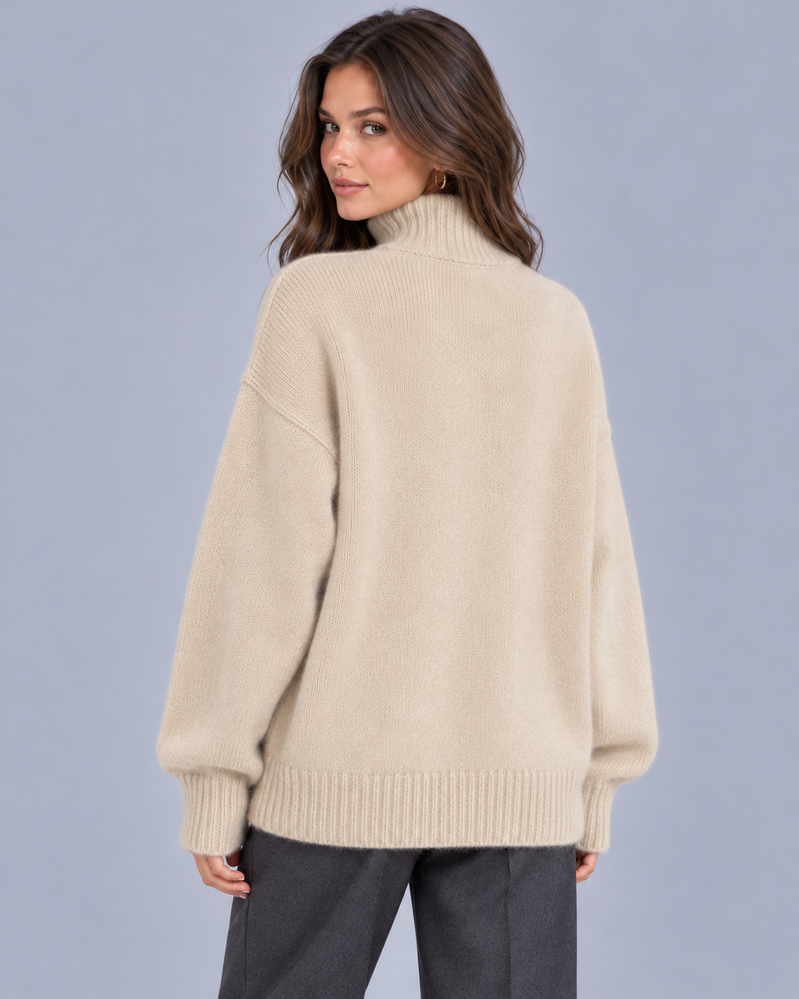 Women's Cashmere Turtleneck Jumper with Turtleneck Oversized Fit