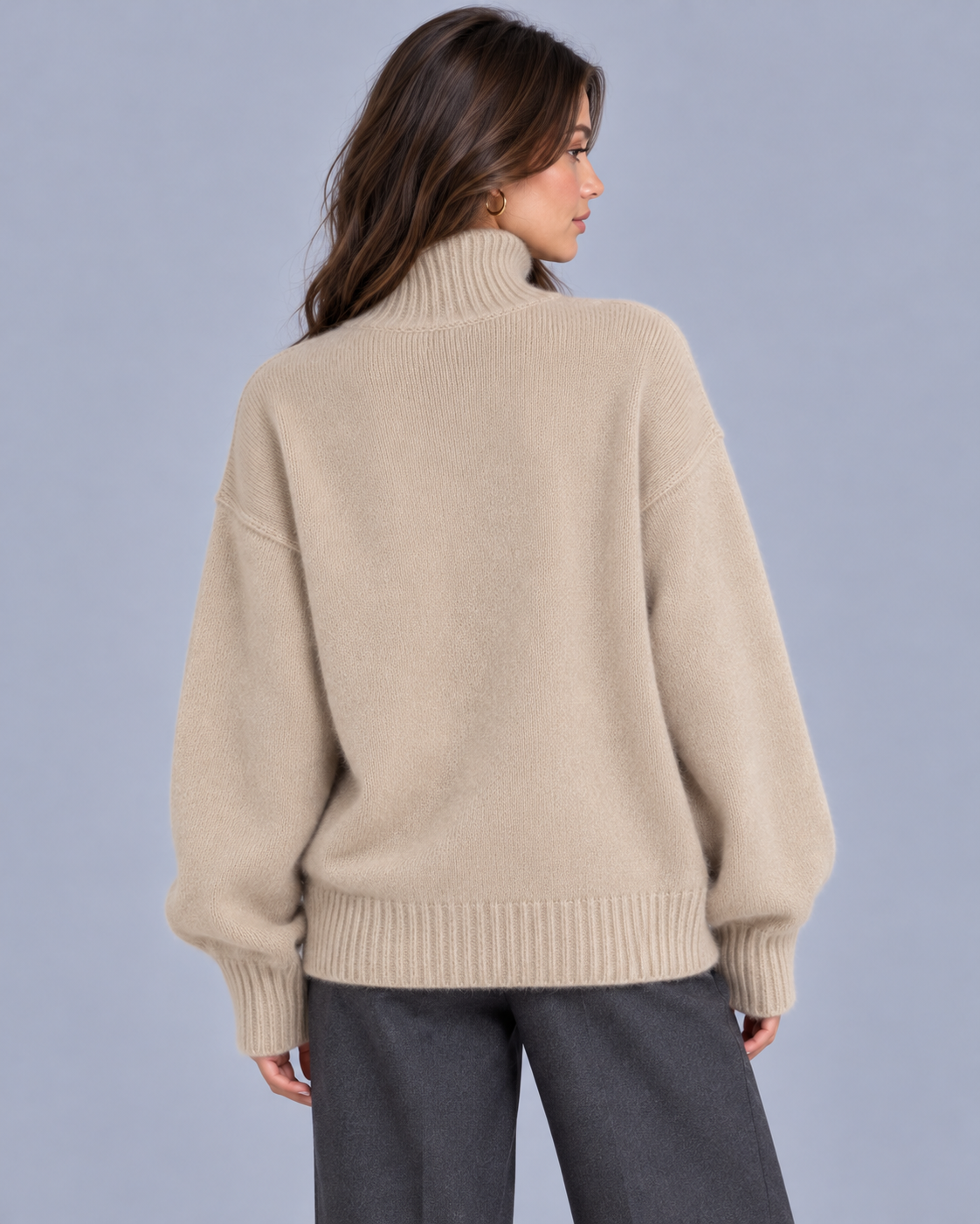 Women's Cashmere Turtleneck Jumper with Turtleneck Oversized Fit