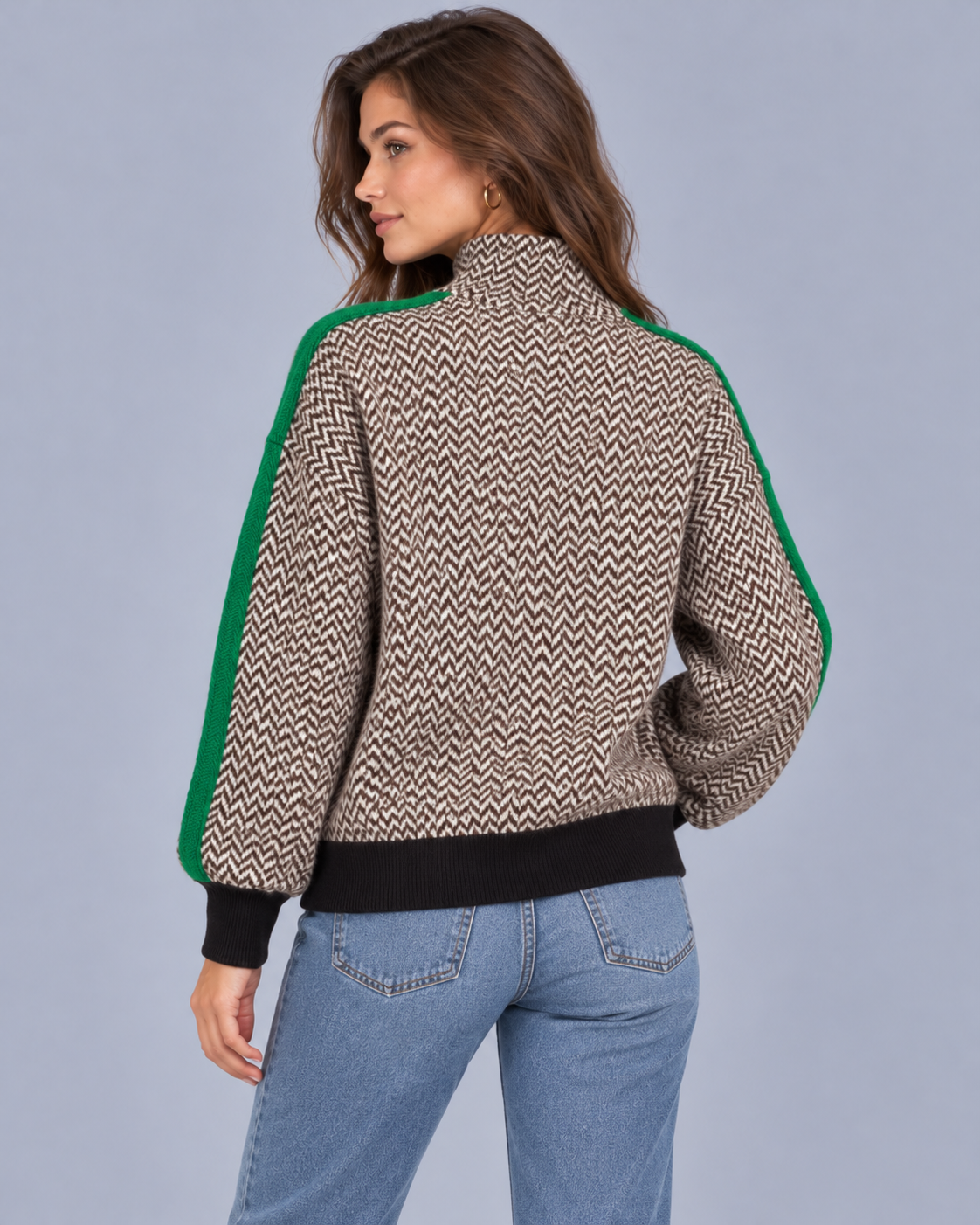 Women's Herringbone Turtleneck Jumper