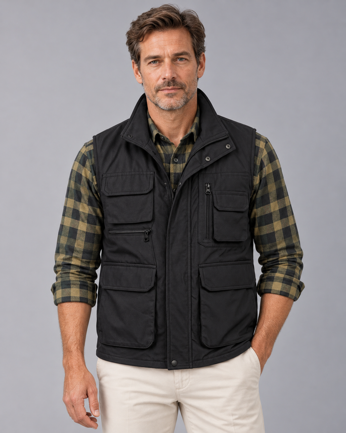 Men's Utility Gilet | Multiple Pockets and Stand Collar