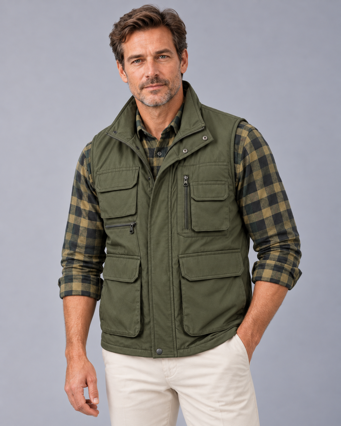 Men's Utility Gilet | Multiple Pockets and Stand Collar