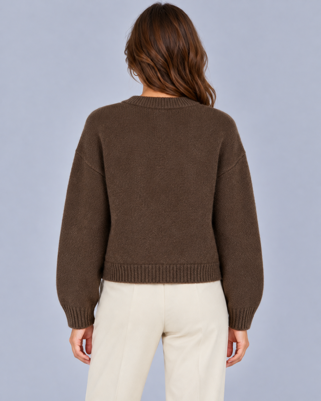 Women's Cropped Chunky Knit Cardigan with Patch Pockets