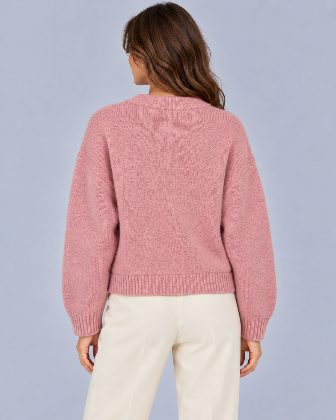 Women's Cropped Chunky Knit Cardigan with Patch Pockets