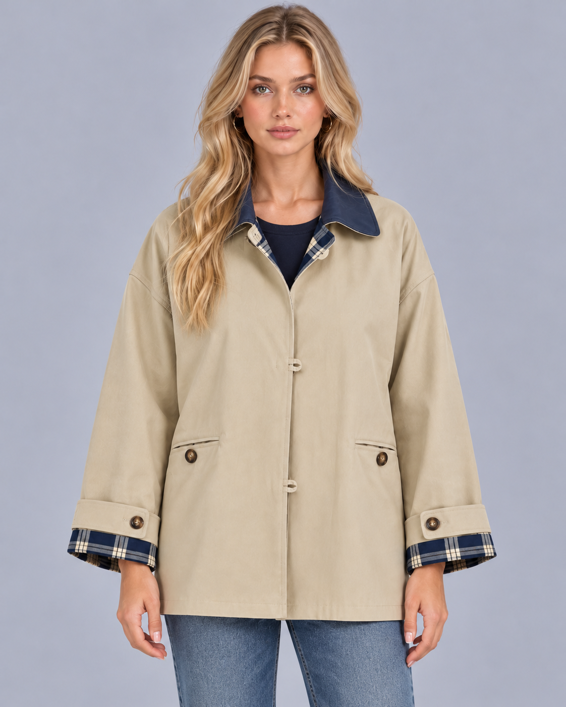 Women's Barn Jacket – Contrast Collar, Relaxed Fit