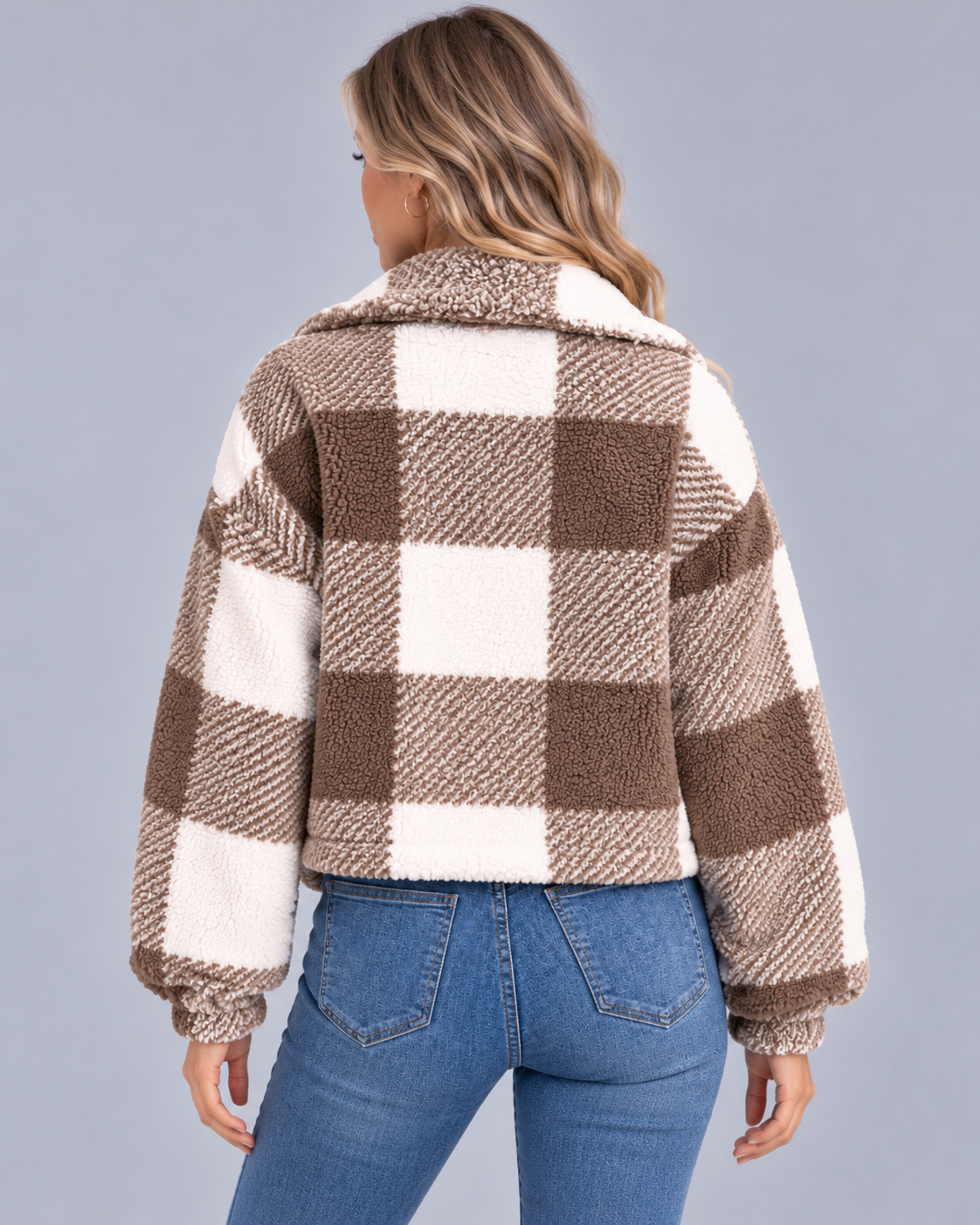 Women's Teddy Fleece Jacket – Subtle Check