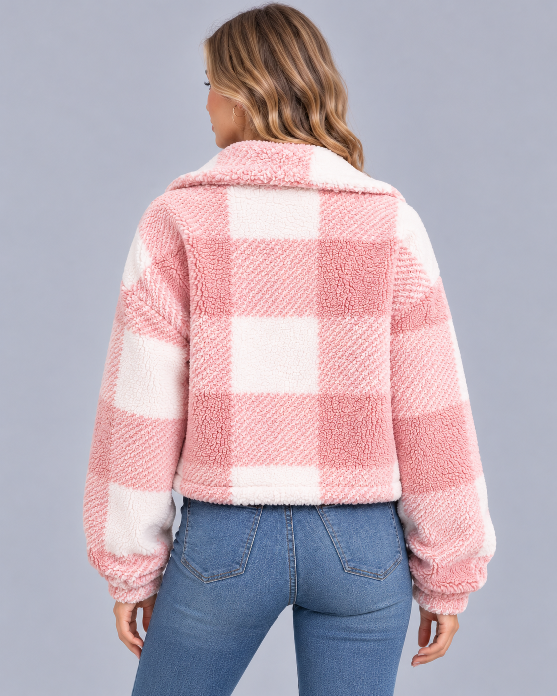 Women's Teddy Fleece Jacket – Subtle Check