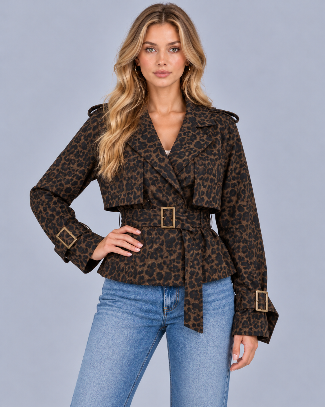 Women's Double Breasted Short Trench Coat – Cotton, Belted
