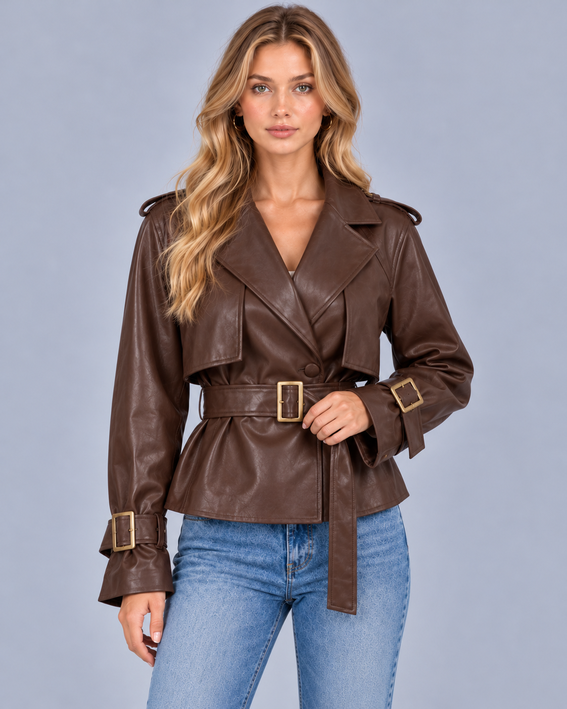 Women's Double Breasted Short Trench Coat – Cotton, Belted