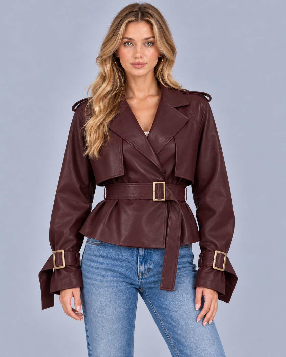 Women's Double Breasted Short Trench Coat – Cotton, Belted