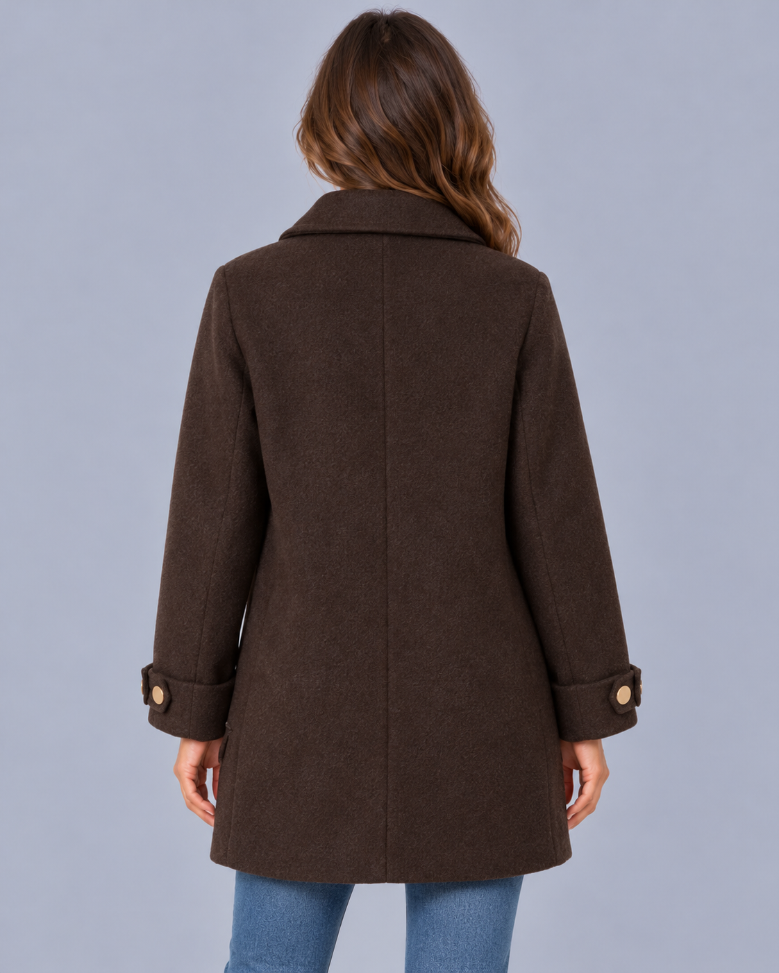Women's Oversized Mid-Length Coat – Relaxed Fit, Cuff Detail