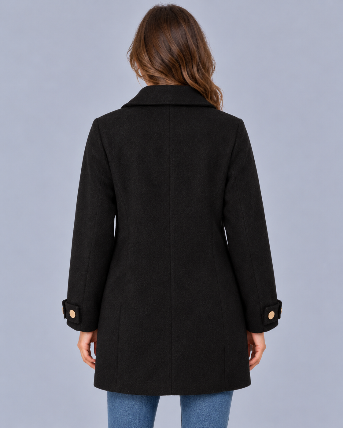 Women's Oversized Mid-Length Coat – Relaxed Fit, Cuff Detail