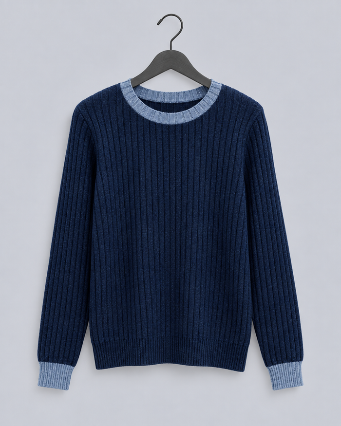 Women's Colour Block Knitted Jumper | Relaxed Fit Crew Neck
