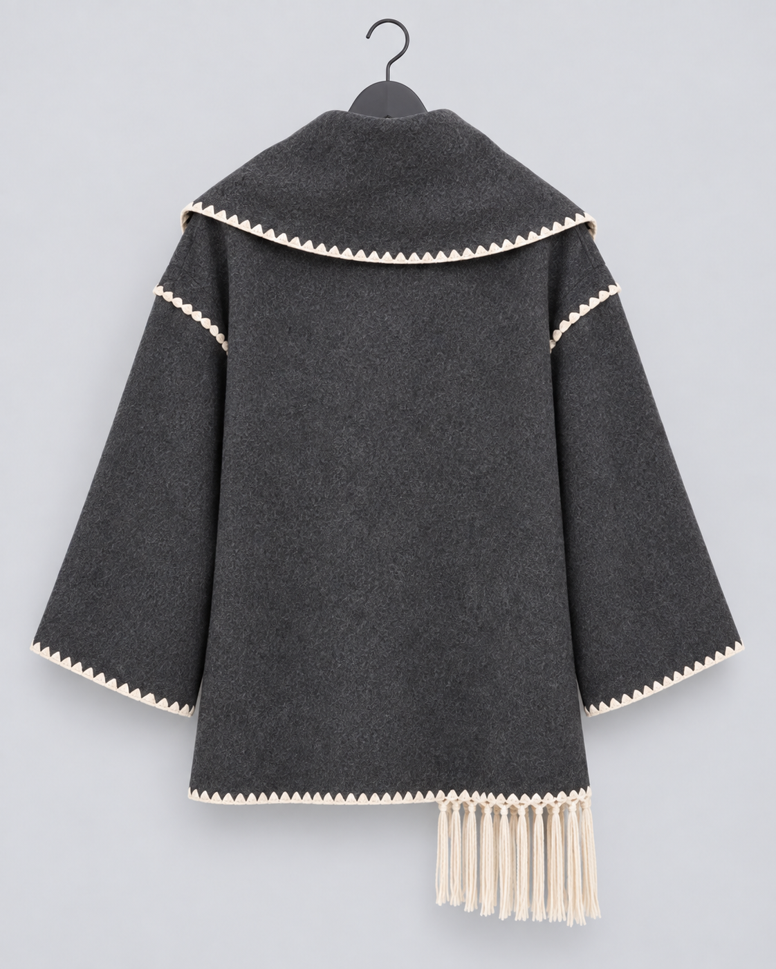 Women's Oversized Whipstitch Fringe Scarf Coat