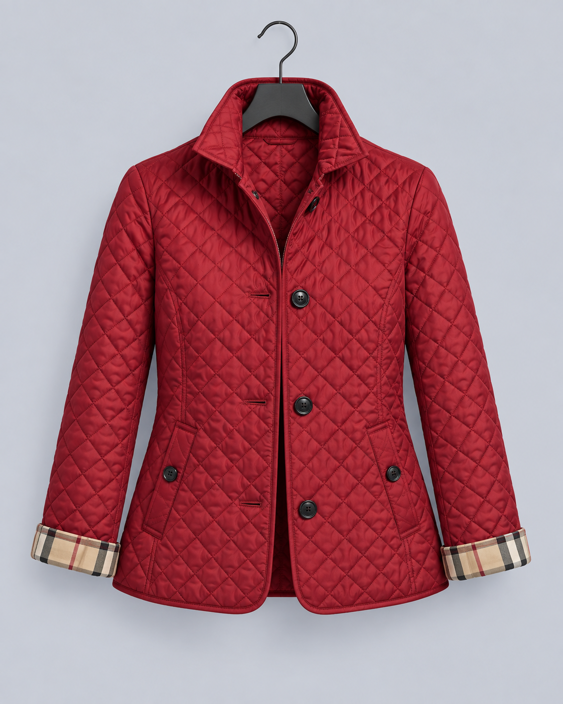 Women's Lightweight Quilted Jacket | Contrast Cuff Padded Coat