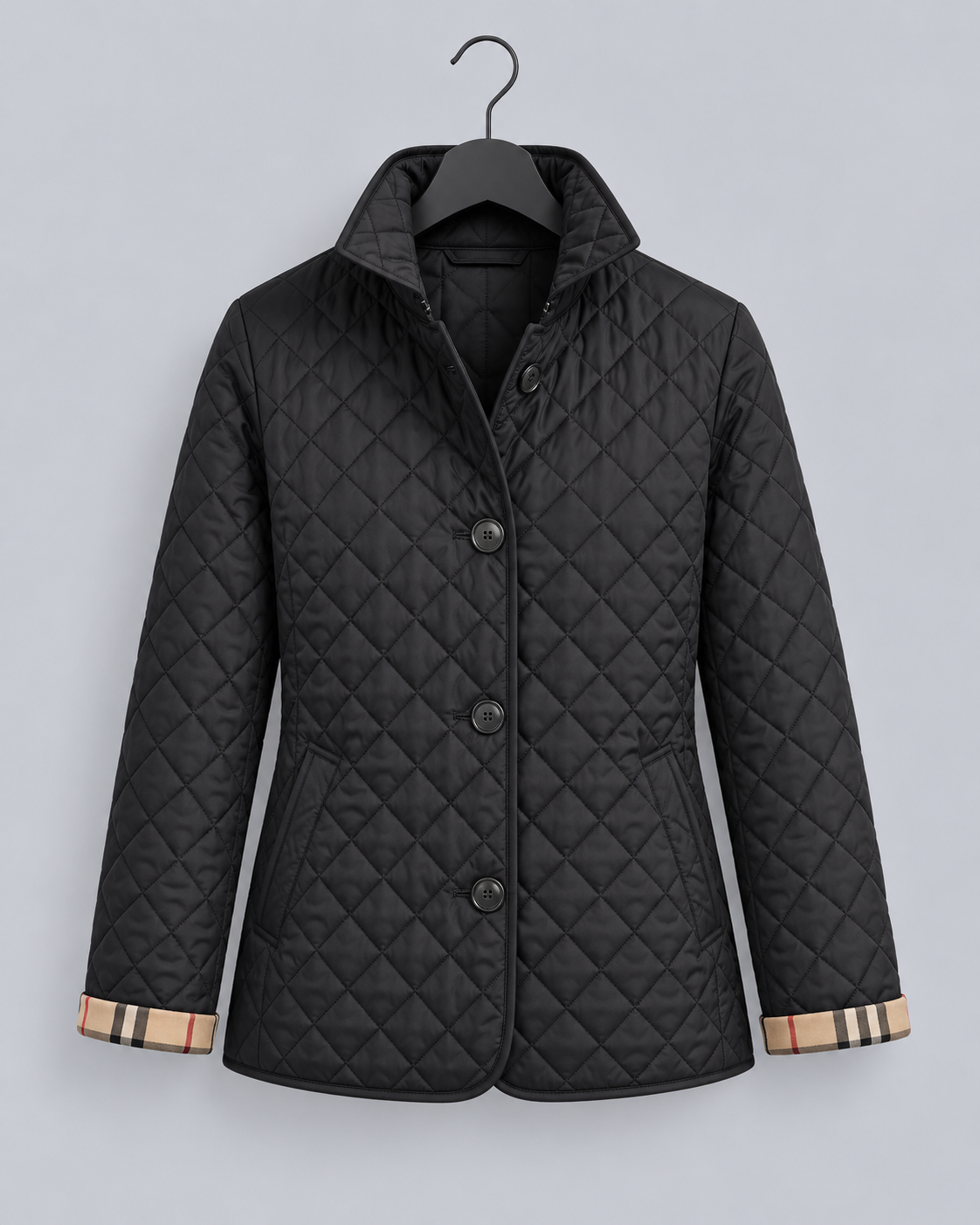 Women's Lightweight Quilted Jacket | Contrast Cuff Padded Coat