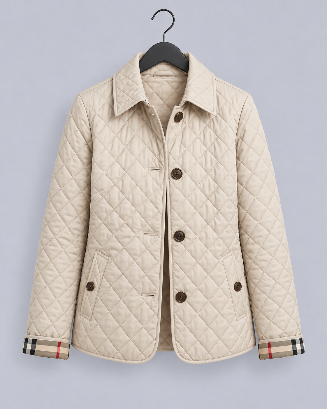 Women's Lightweight Quilted Jacket | Contrast Cuff Padded Coat