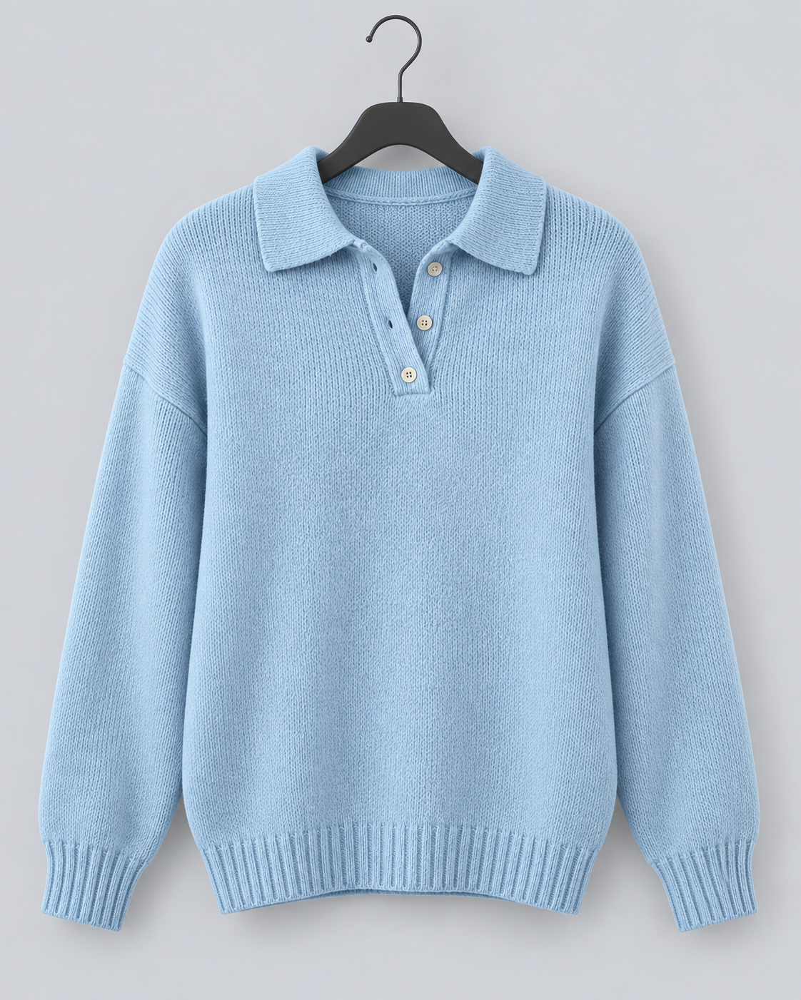 Women's Stretch-Knit Polo Sweater | Jumper with Ribbed Cuffs