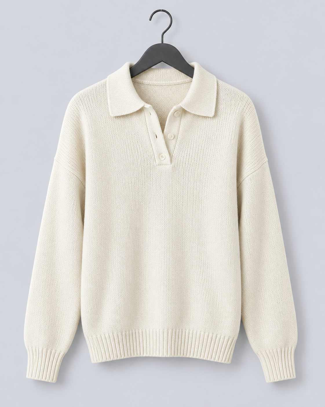 Women's Stretch-Knit Polo Sweater | Jumper with Ribbed Cuffs