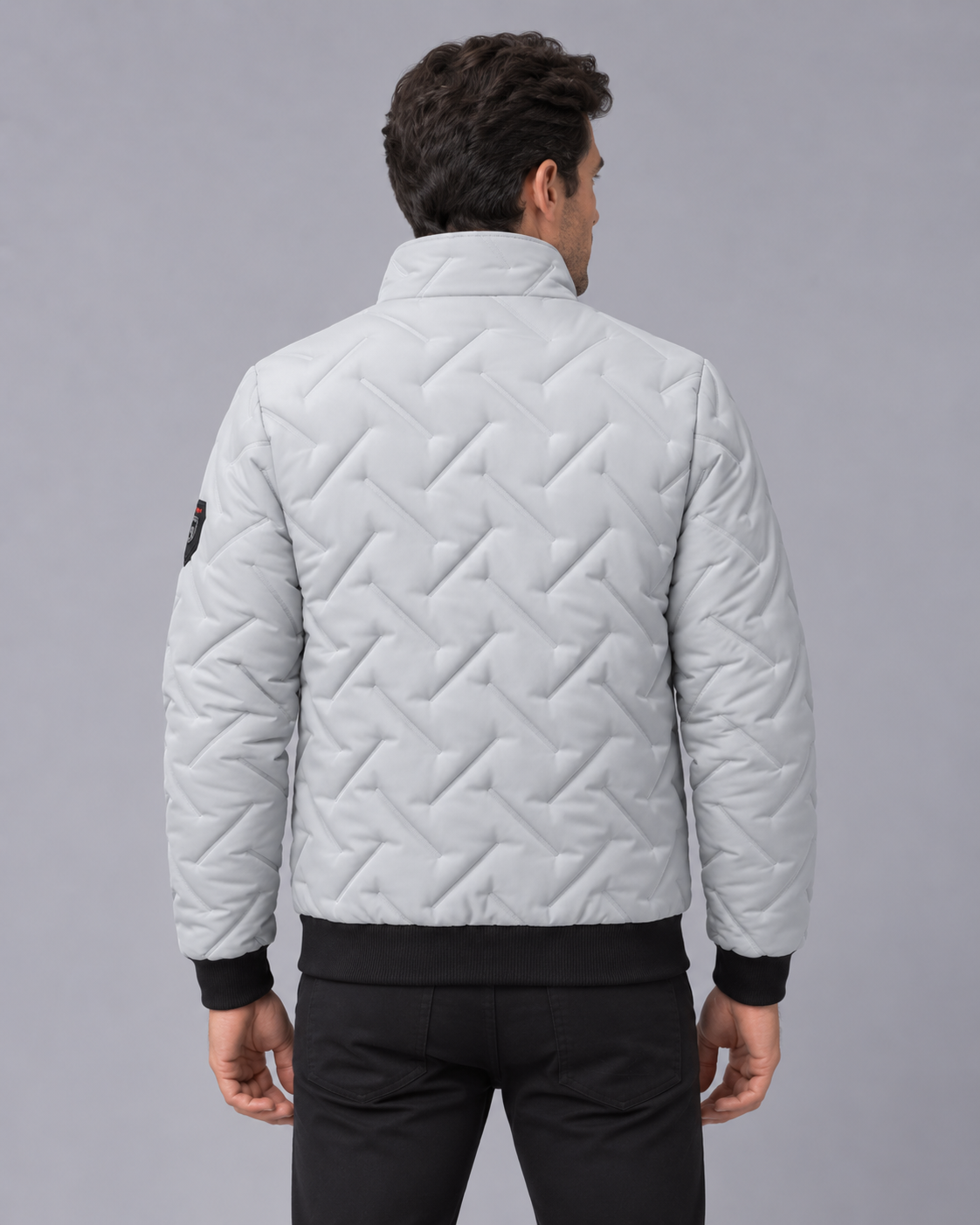Men's Quilted Puffer Jacket – Lightweight Padded Jacket with High Collar, Ribbed Cuffs