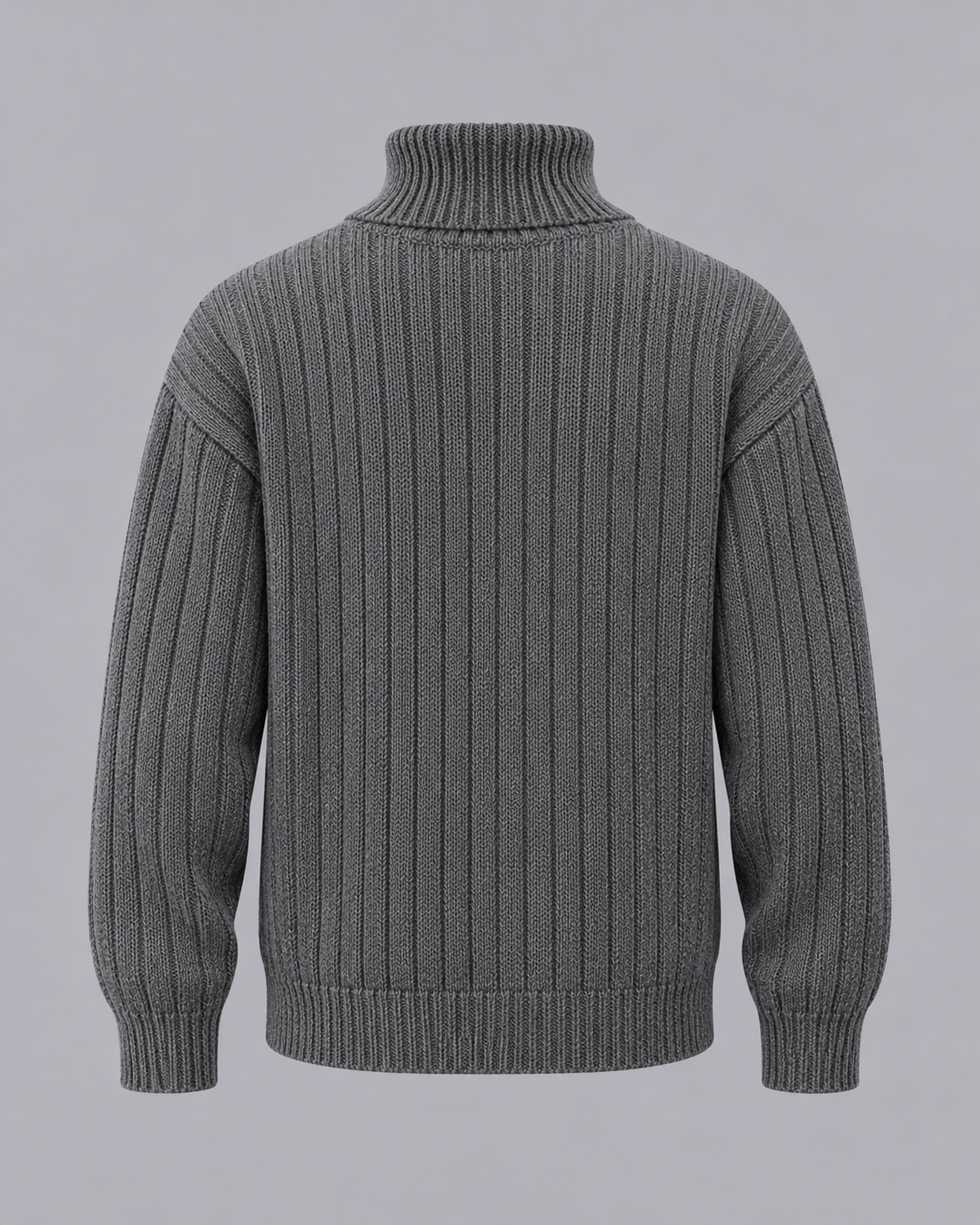 Men's Ribbed Roll Neck Jumper – Turtleneck, Dropped Shoulder, Relaxed Fit