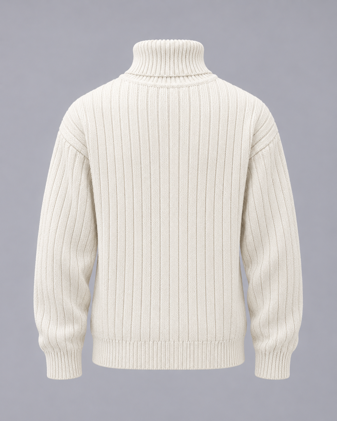 Men's Ribbed Roll Neck Jumper – Turtleneck, Dropped Shoulder, Relaxed Fit