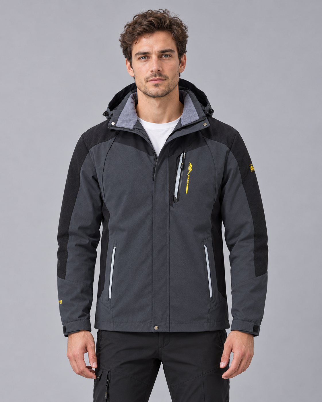 Men's Waterproof Hiking Jacket with Hood – Breathable, Windproof, Mesh Lined, Up to 6XL