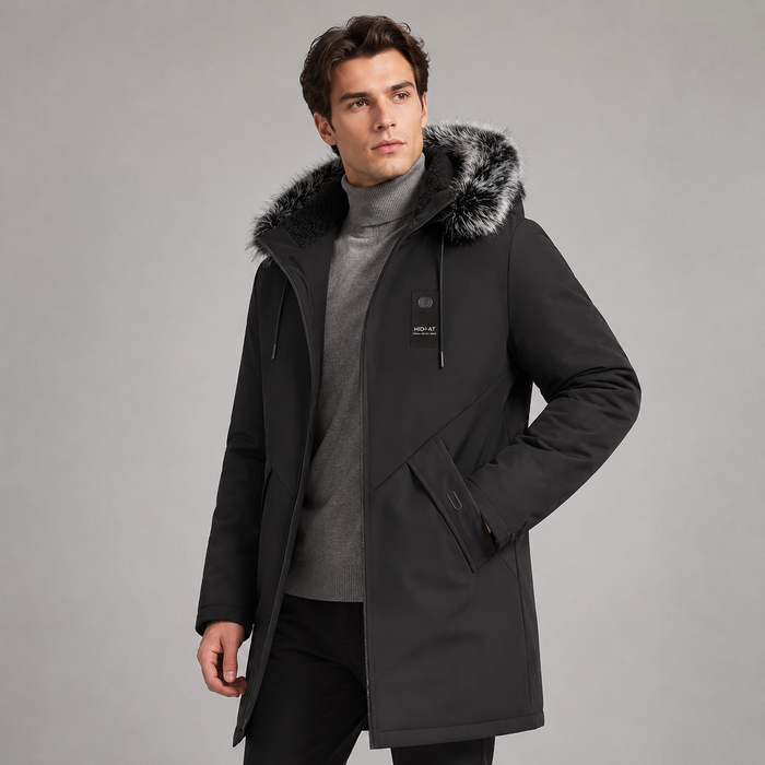 Men's Fleece Lined Parka – Hooded, Mid Length