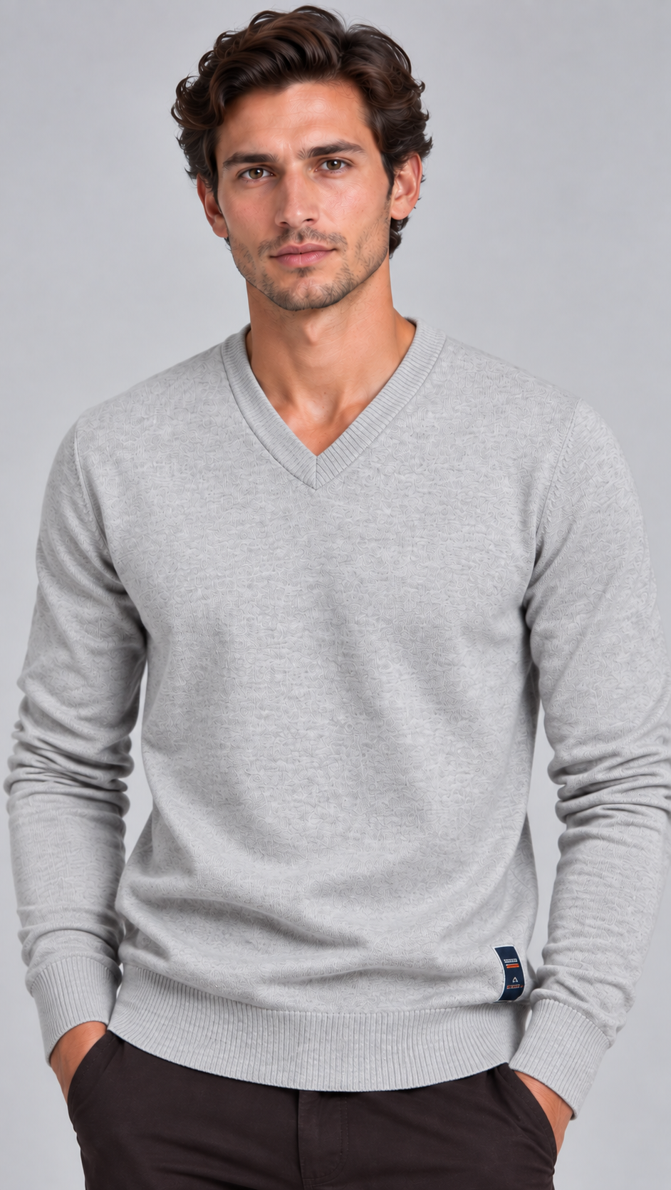 Men's Wool Blend V-Neck Jumper – Classic Knit