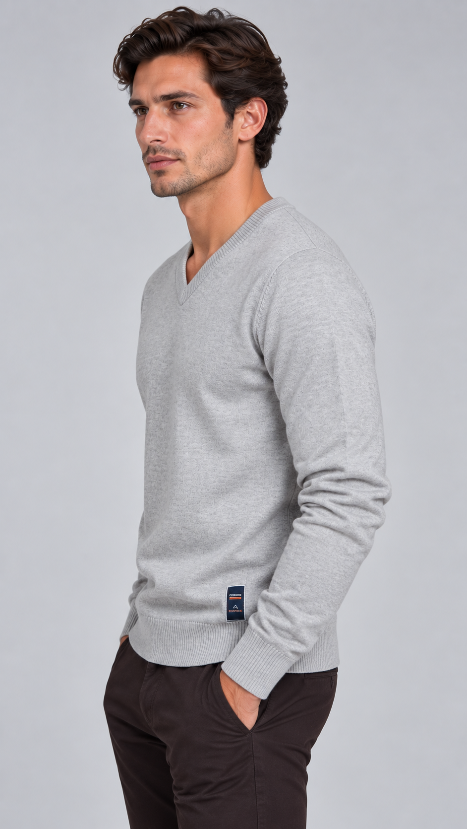 Men's Wool Blend V-Neck Jumper – Classic Knit