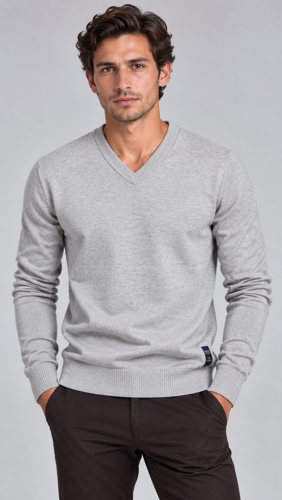 Men's Wool Blend V-Neck Jumper – Classic Knit