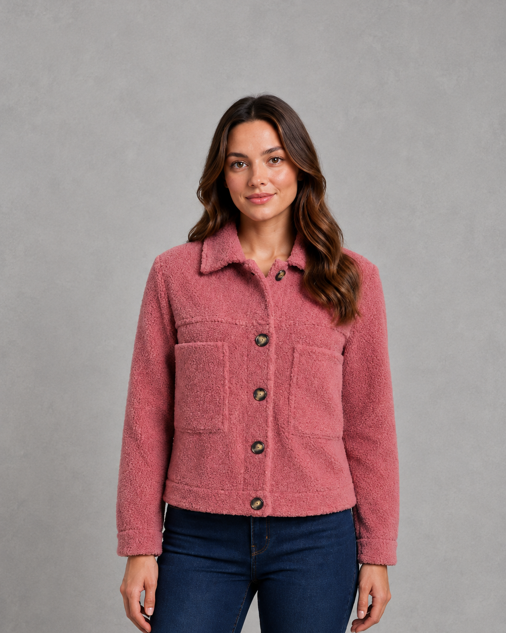 Women's Borg Teddy Jacket – Full Zip, Relaxed Fit