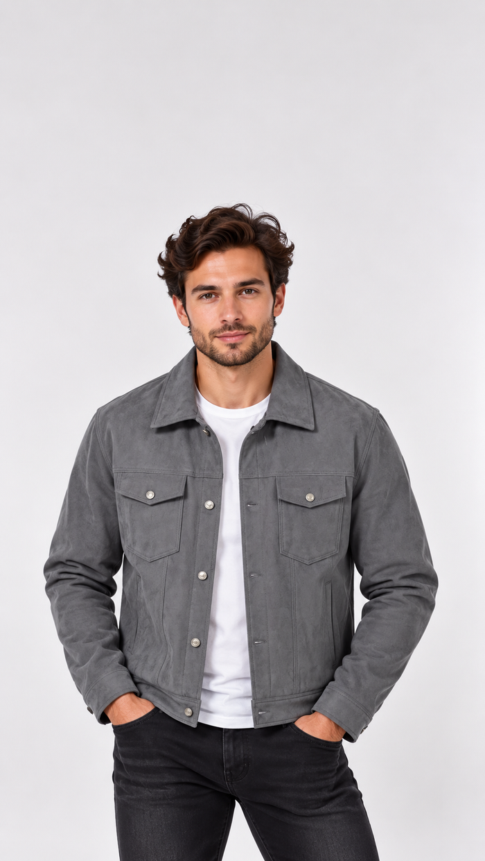 Men's Corduroy Trucker Jacket – Button Front, Chest Pockets, Tailored Fit