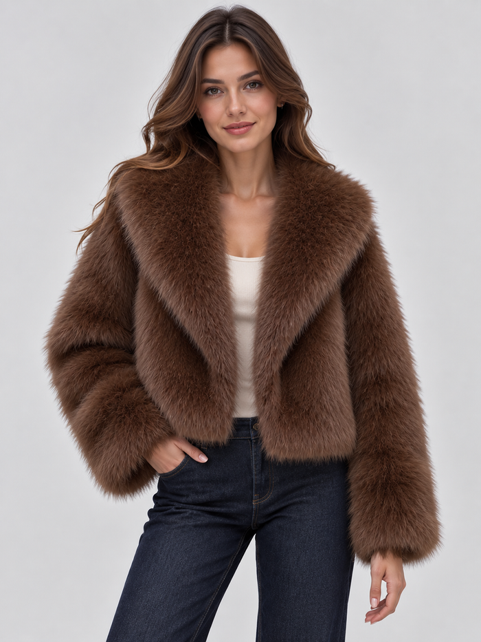 Women's Faux Fur Jacket – Loose Fit Winter Layer
