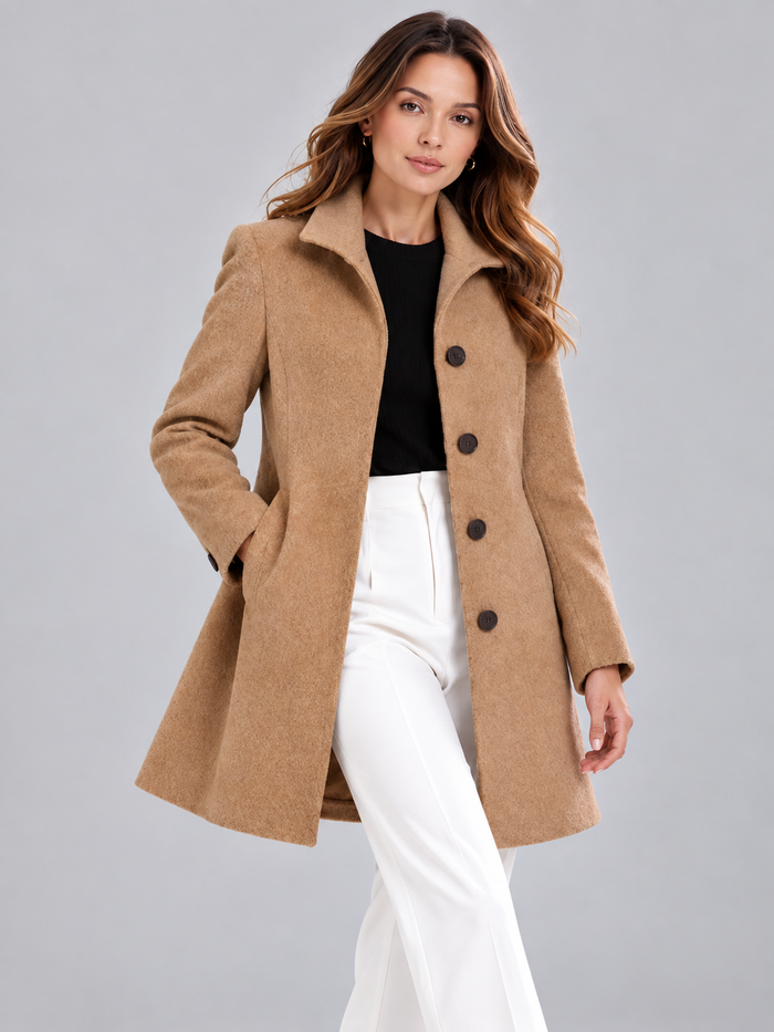 Women's Classic Button Coat – Straight Fit, Lightweight