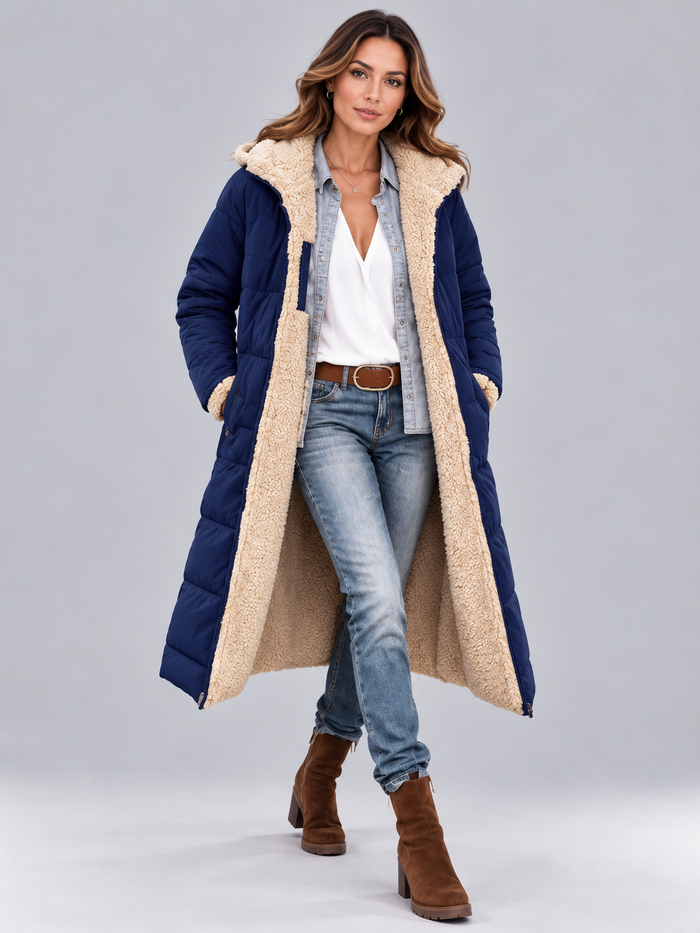 Women's Reversible Teddy Puffer Coat – Longline