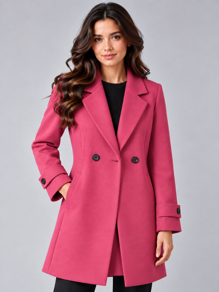 Women's Belted Blazer Coat – Longline, Stand Collar