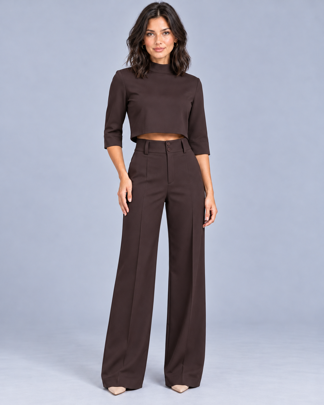 Women's Co-Ord Set with Wide Leg Trousers